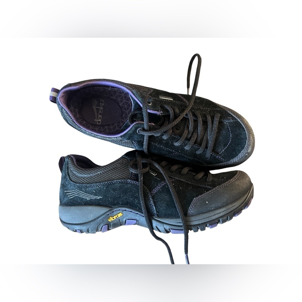 Dansko Black and Purple Suede Lace-Up Sneakers
